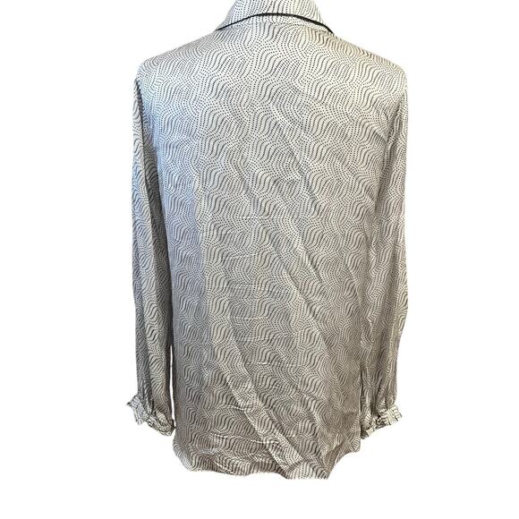 Massimo Dutti Blouse Button Up •Women 8/40• Top Swirls Dots Shirt Satin - Picture 5 of 13